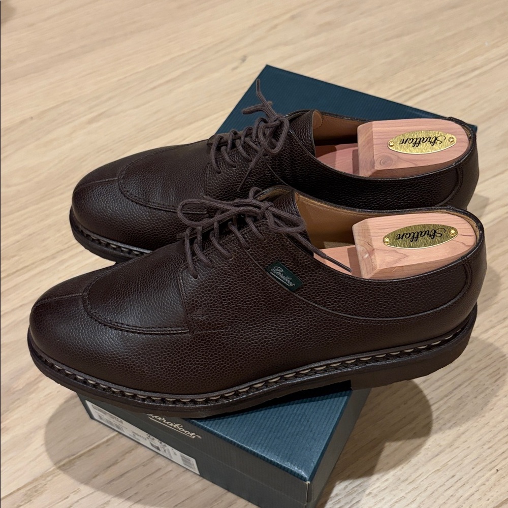 Men's Brown Leather Derby Shoes - Classic Lace-Up - Picture 4 of 10